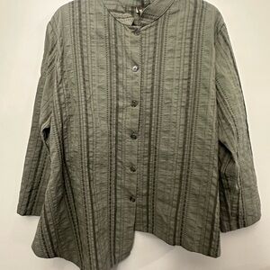 Blanque Women’s Button Up Green Asymmetric Blouse Size 1=M
